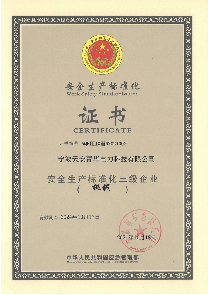 安全生产标准化证书